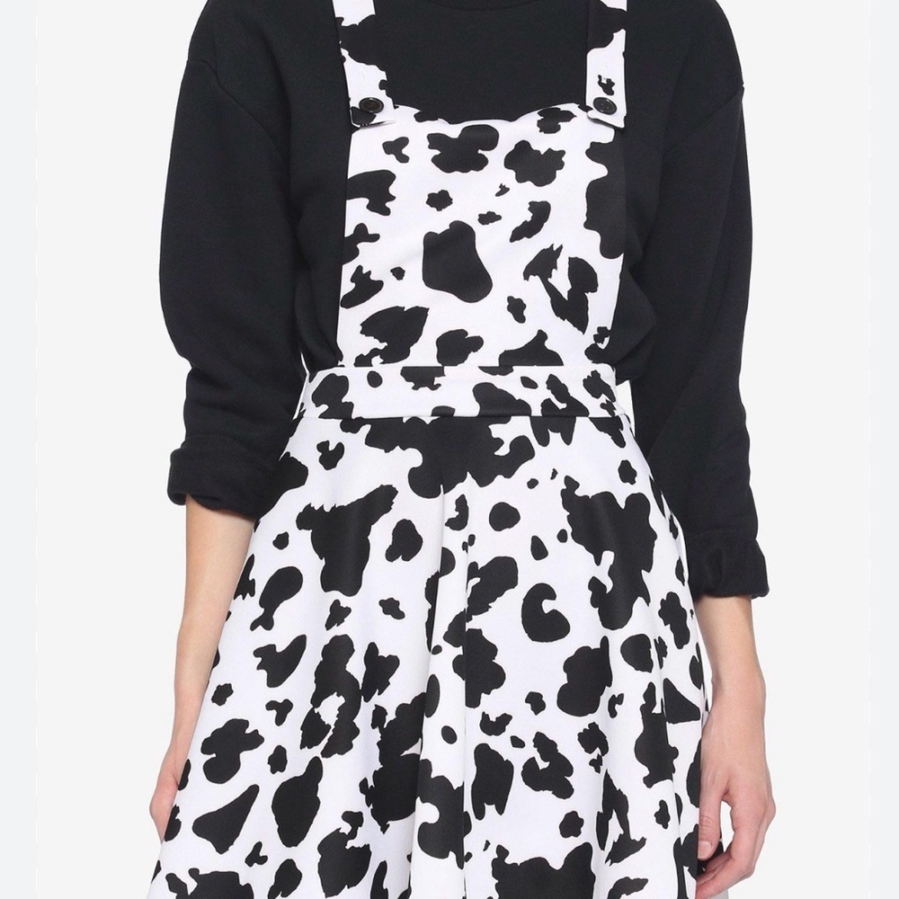 Midnight Hour Black and White Cow Print Overalls .Dress size small